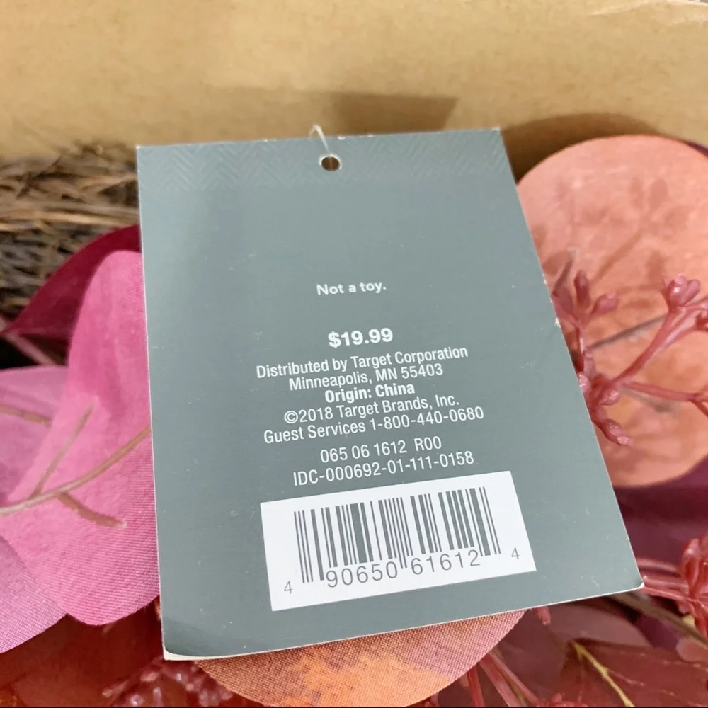 Threshold Burgundy Faux Floral Dried Leaves Wreath - Home Decor - Fall